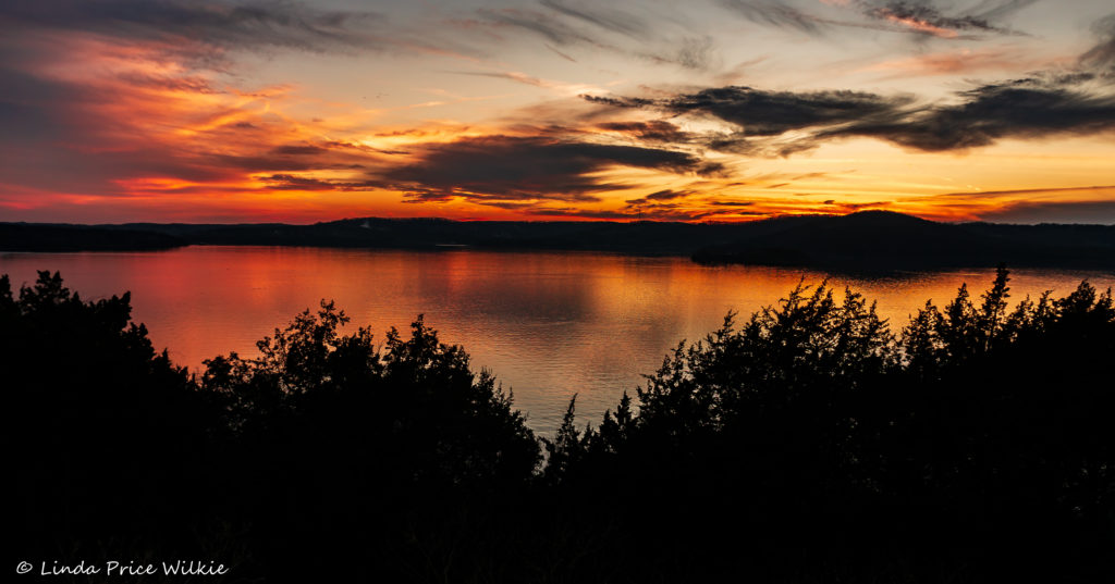 A photo of aa beautiful sunset over Table Rock Lake from Westgate branson Lakes Resort.
