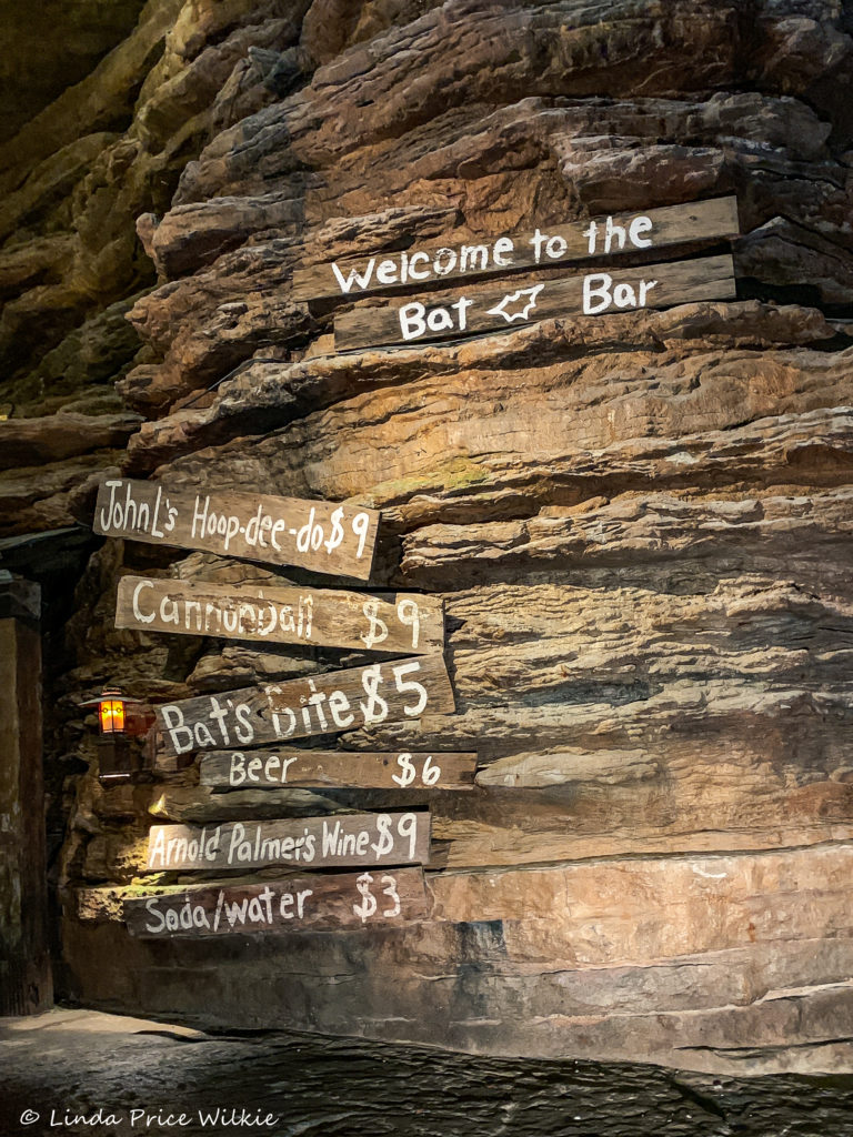 A photo of the welcome sign to the Bat Bar inside Lost Canyon Cave and Trail.